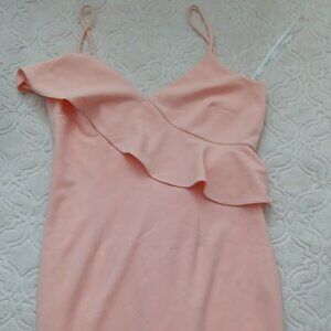 Calvin Klein Peach Ruffle Spaghetti Wedding Guest MIDI Dress SZ‎ 6